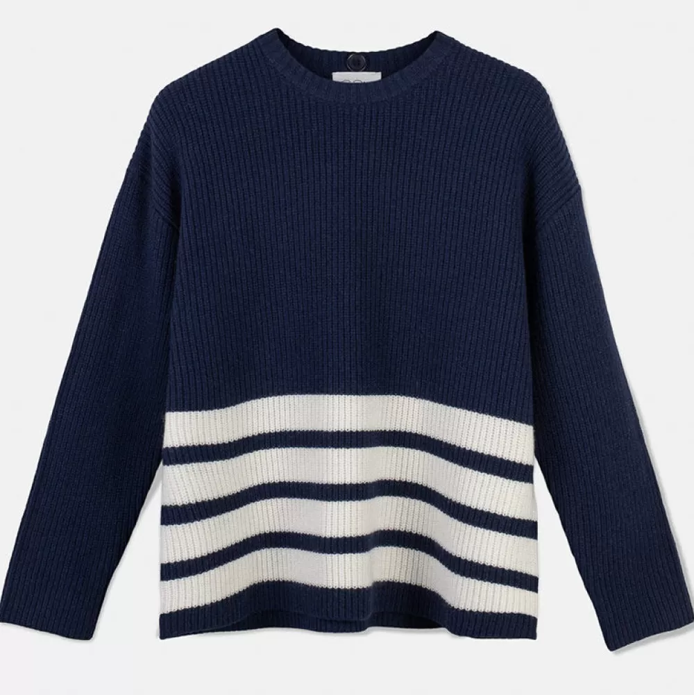 Fashion Pierre Robert Ulltroja Med Avtagbar Polokrage Blue/Ivory Stripe