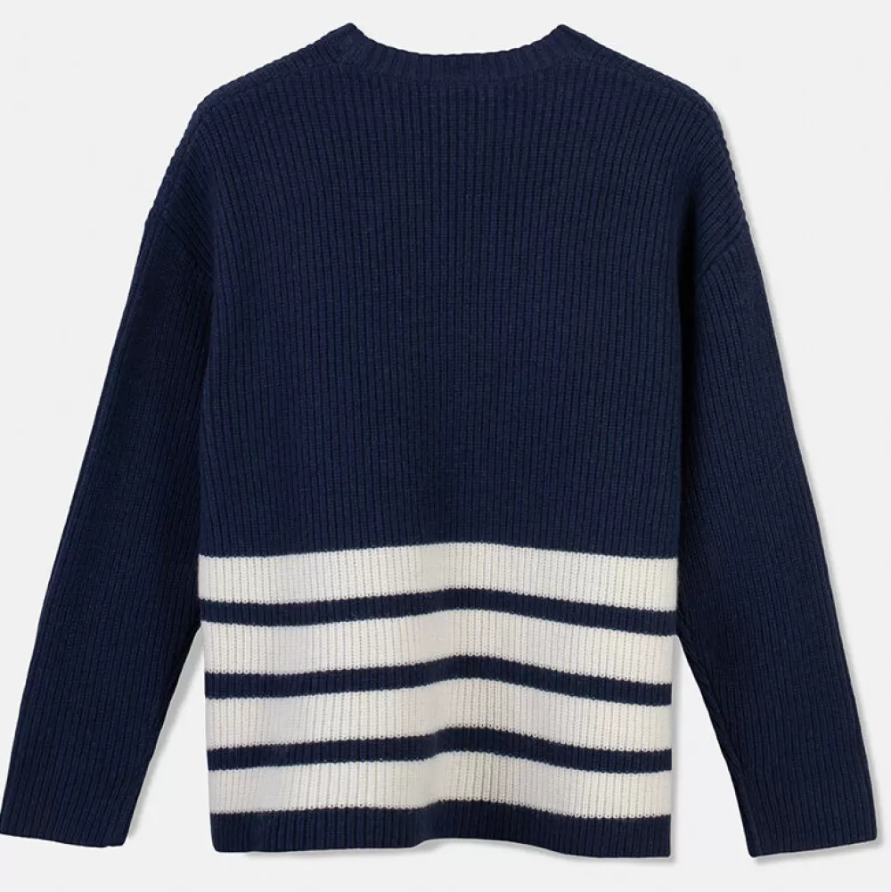 Fashion Pierre Robert Ulltroja Med Avtagbar Polokrage Blue/Ivory Stripe