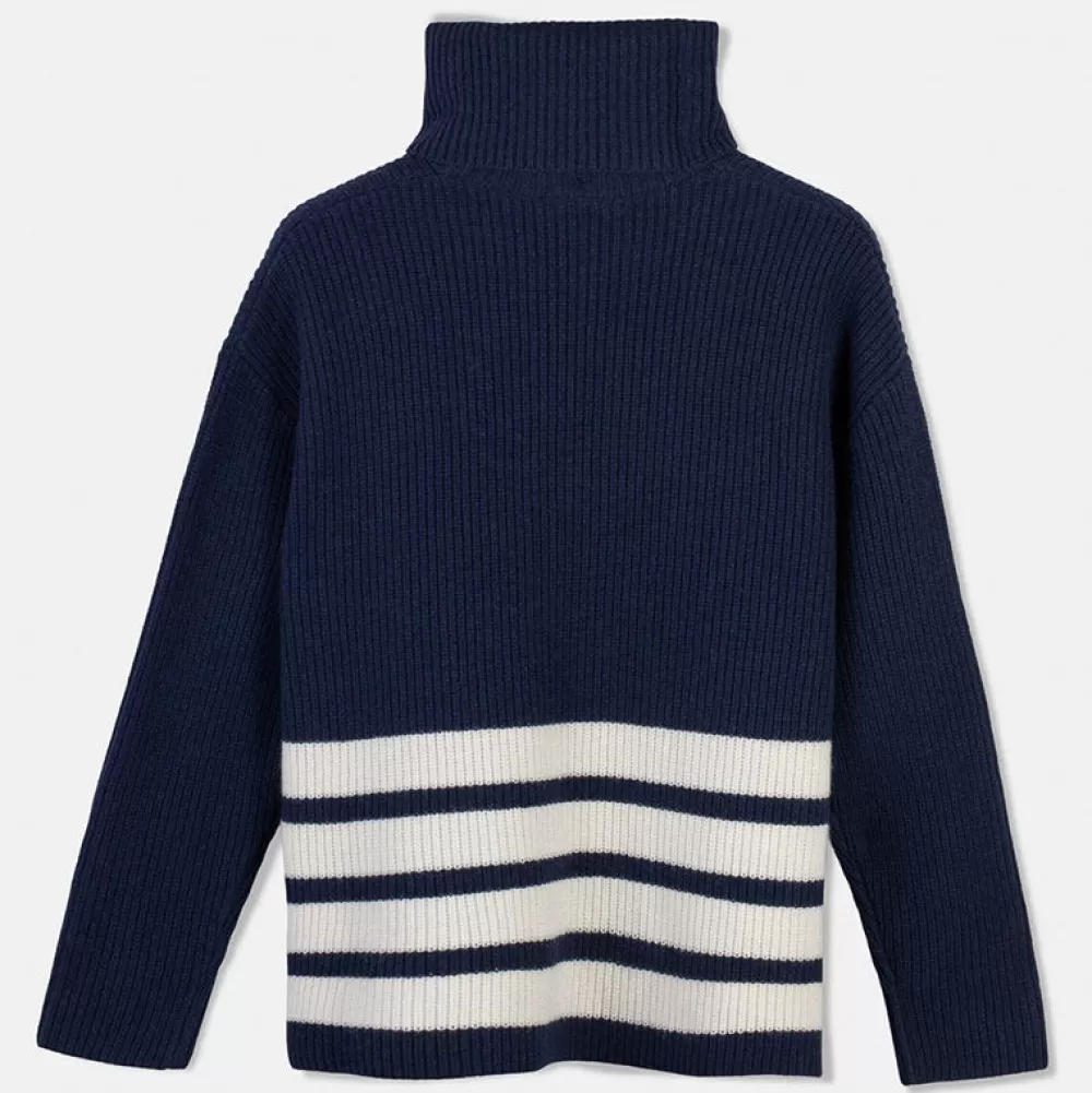 Fashion Pierre Robert Ulltroja Med Avtagbar Polokrage Blue/Ivory Stripe