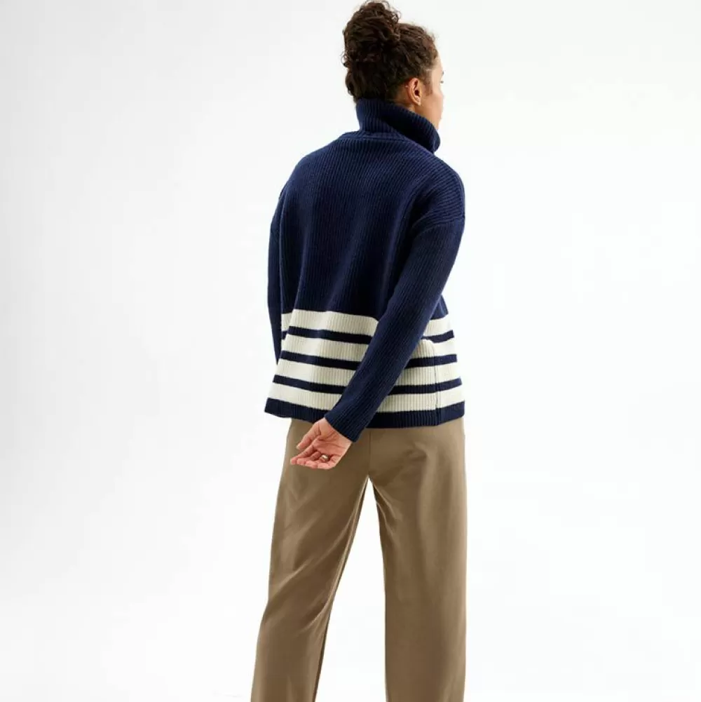 Fashion Pierre Robert Ulltroja Med Avtagbar Polokrage Blue/Ivory Stripe